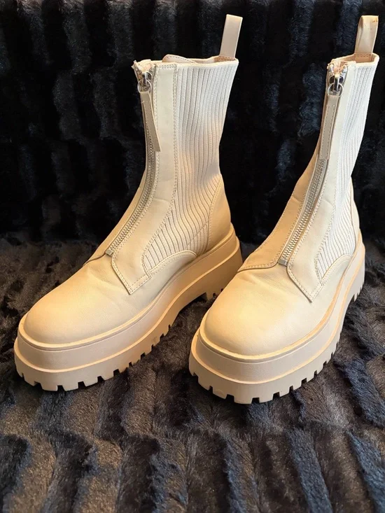 ASOS Public Desire Cream Combat Boots - Picture 2 of 16